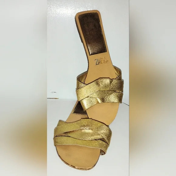 GOLD ZARA SLIDES - Picture 2 of 4